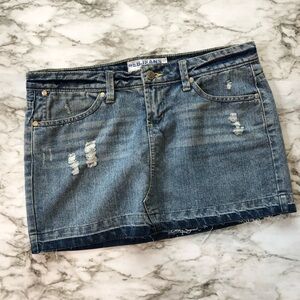 Deb - Distressed Mini Denim Jean Skirt - 5